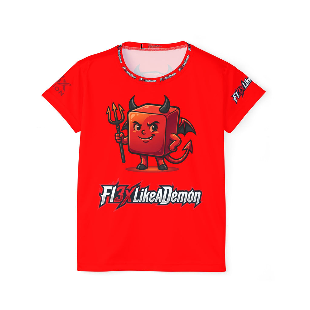 Demon Mascot Sports Jersey — "Fly Like A Demon" Women’s Athletic Tee