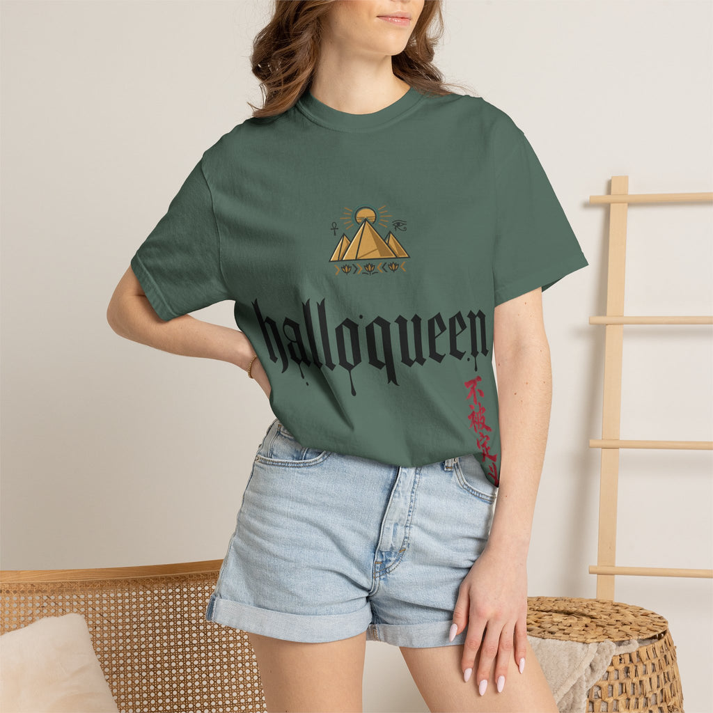 Halloqueen Graphic T-Shirt — Gothic Pyramid & All-Seeing Eye Streetwear