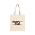 Midnight Run Canvas Tote Bag — Retro Typography Eco Shopper