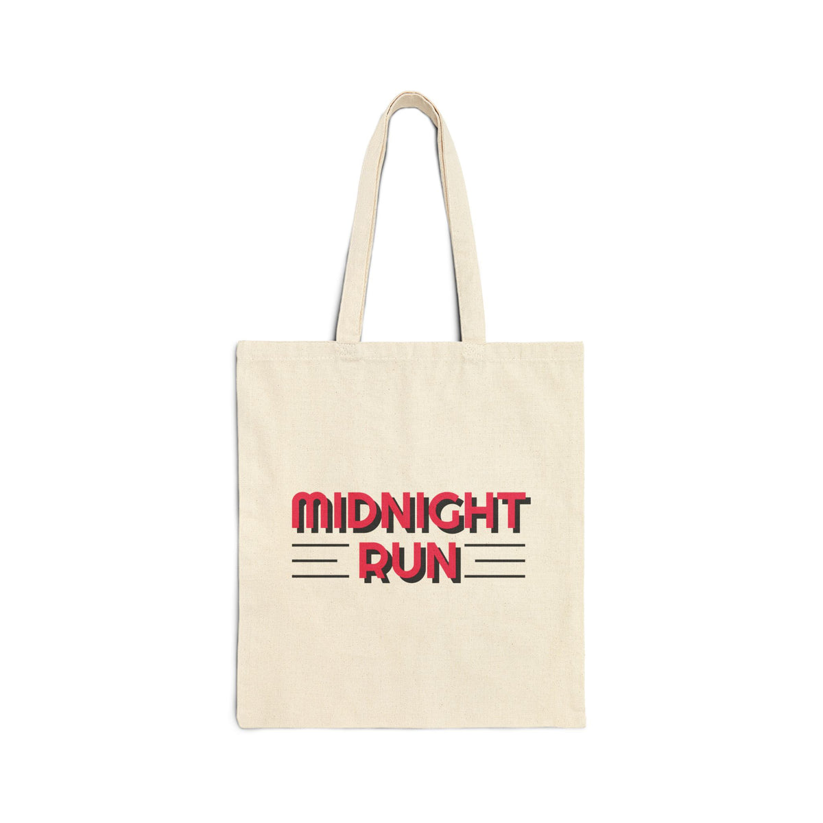 Midnight Run Canvas Tote Bag — Retro Typography Eco Shopper