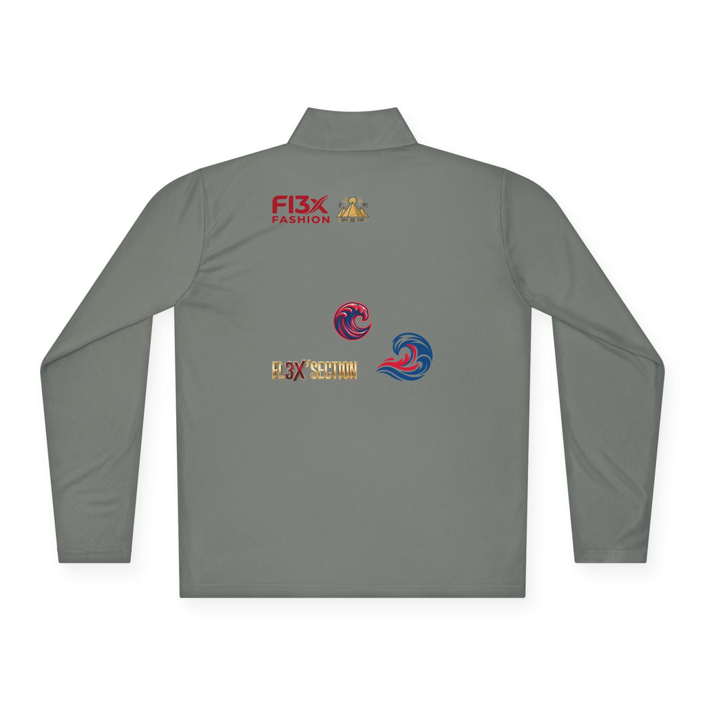 Quarter-Zip Pullover — Coastal Wave Logo Pullover with Back Graphic