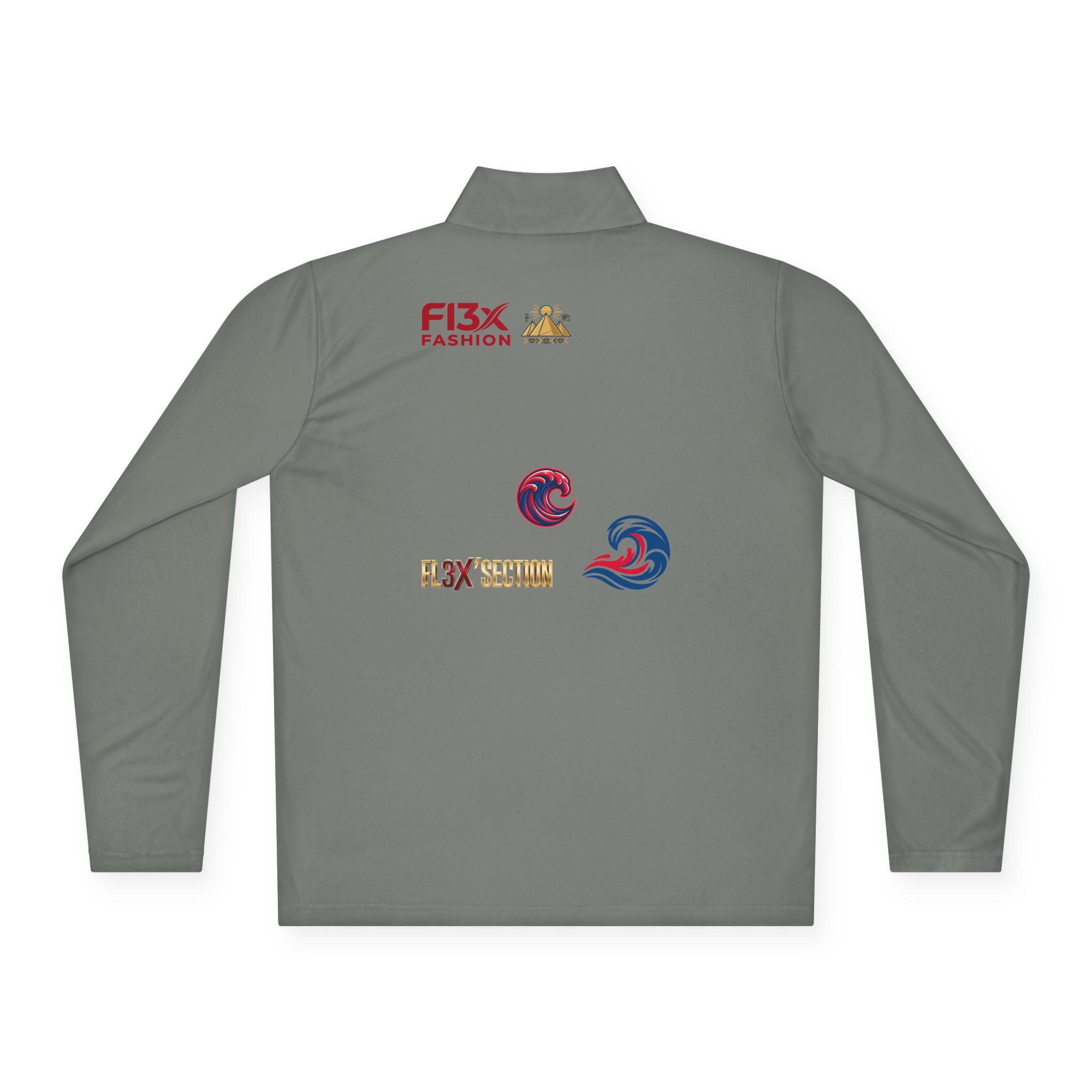 Quarter-Zip Pullover — Coastal Wave Logo Pullover with Back Graphic