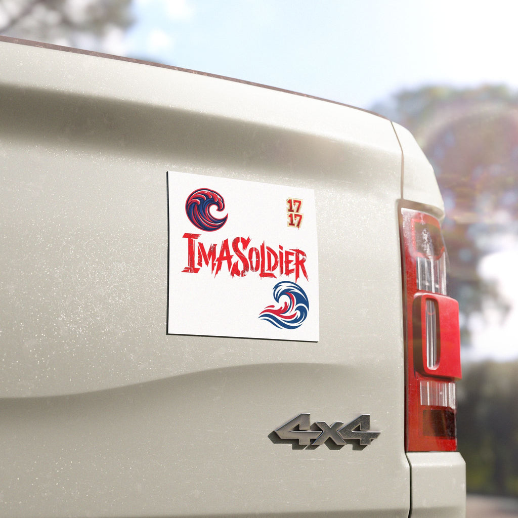 Ima Soldier Car Magnet Set – Patriotic Wave Decals (Red & Blue)
