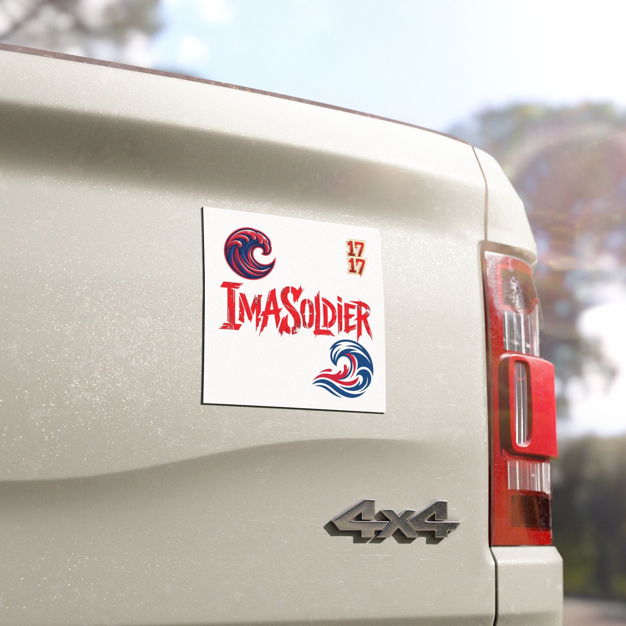 Ima Soldier Car Magnet Set – Patriotic Wave Decals (Red & Blue)