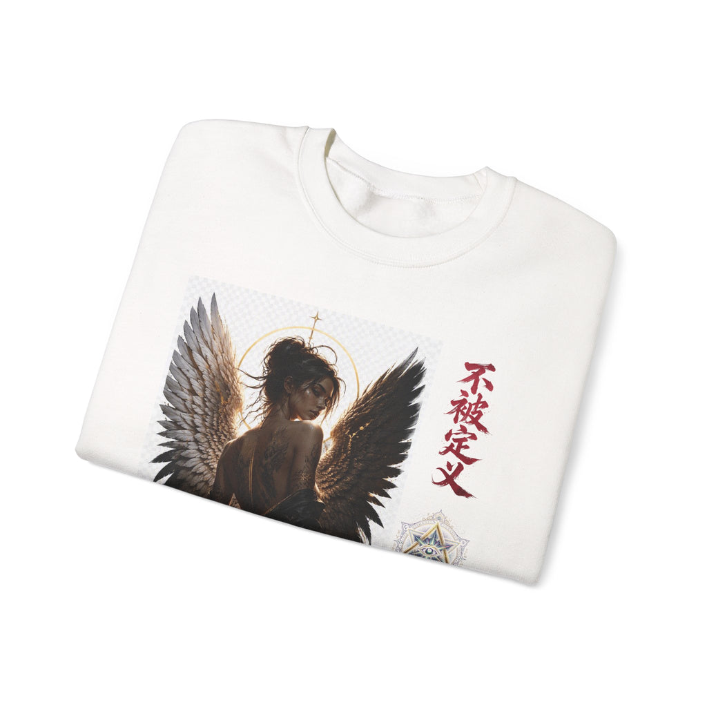 Angel Wings Graphic Sweatshirt — Dark Gothic Anime Design with Japanese Text