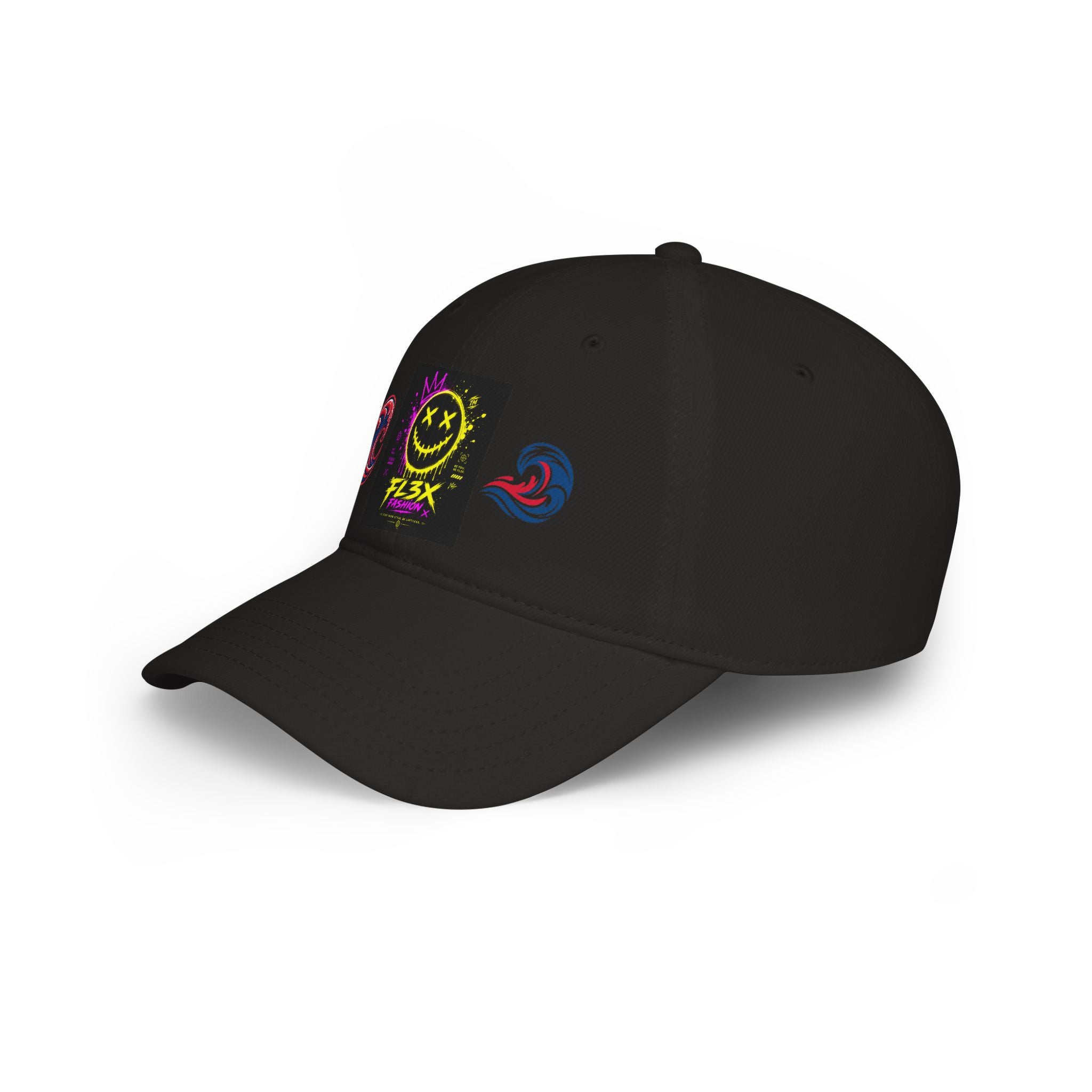 Low Profile Baseball Cap — Neon Grin Streetwear Hat with 'FL3X' Graphic