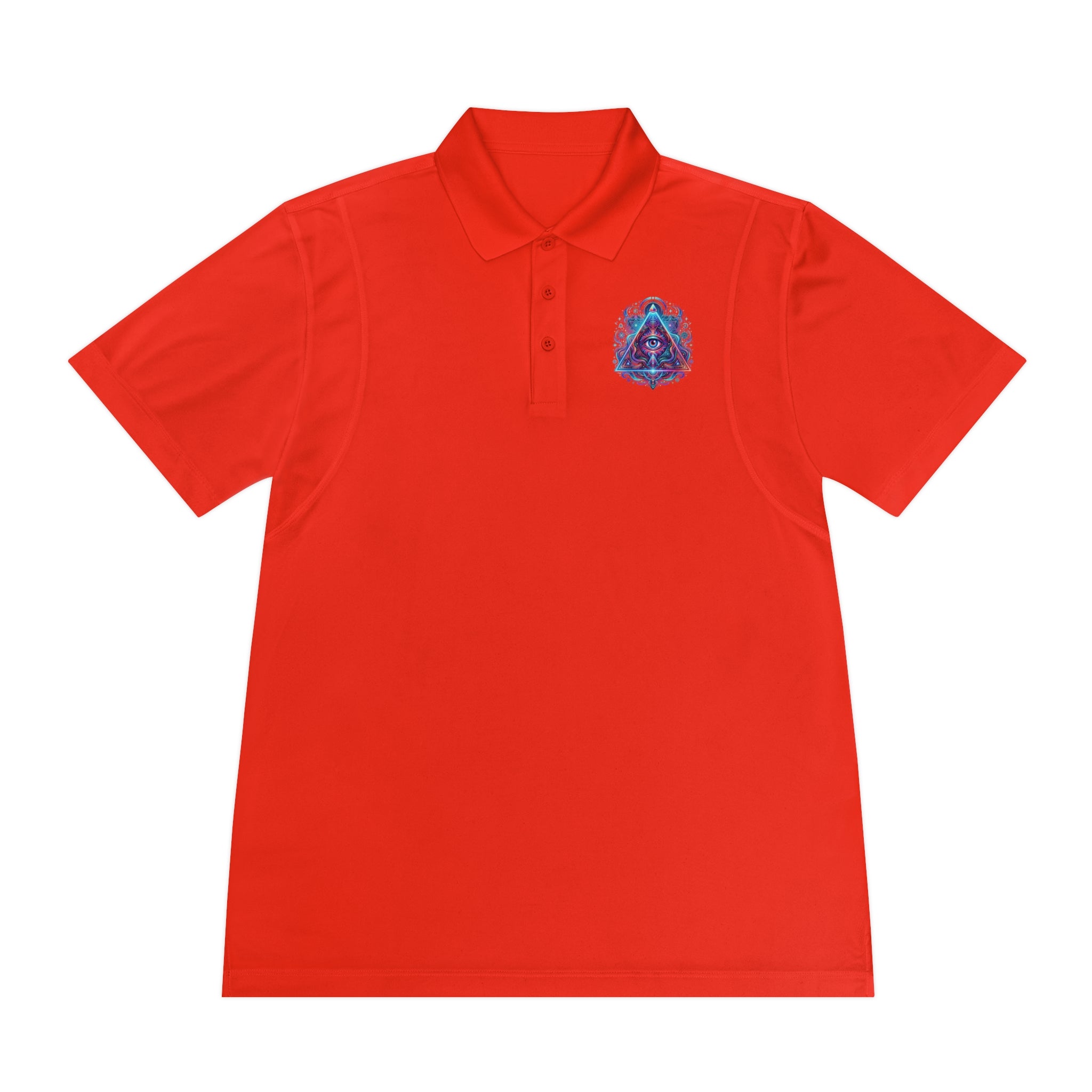 Men's Polo Shirt — Mystic All-Seeing Eye Triangle Design with 17/17 Accent