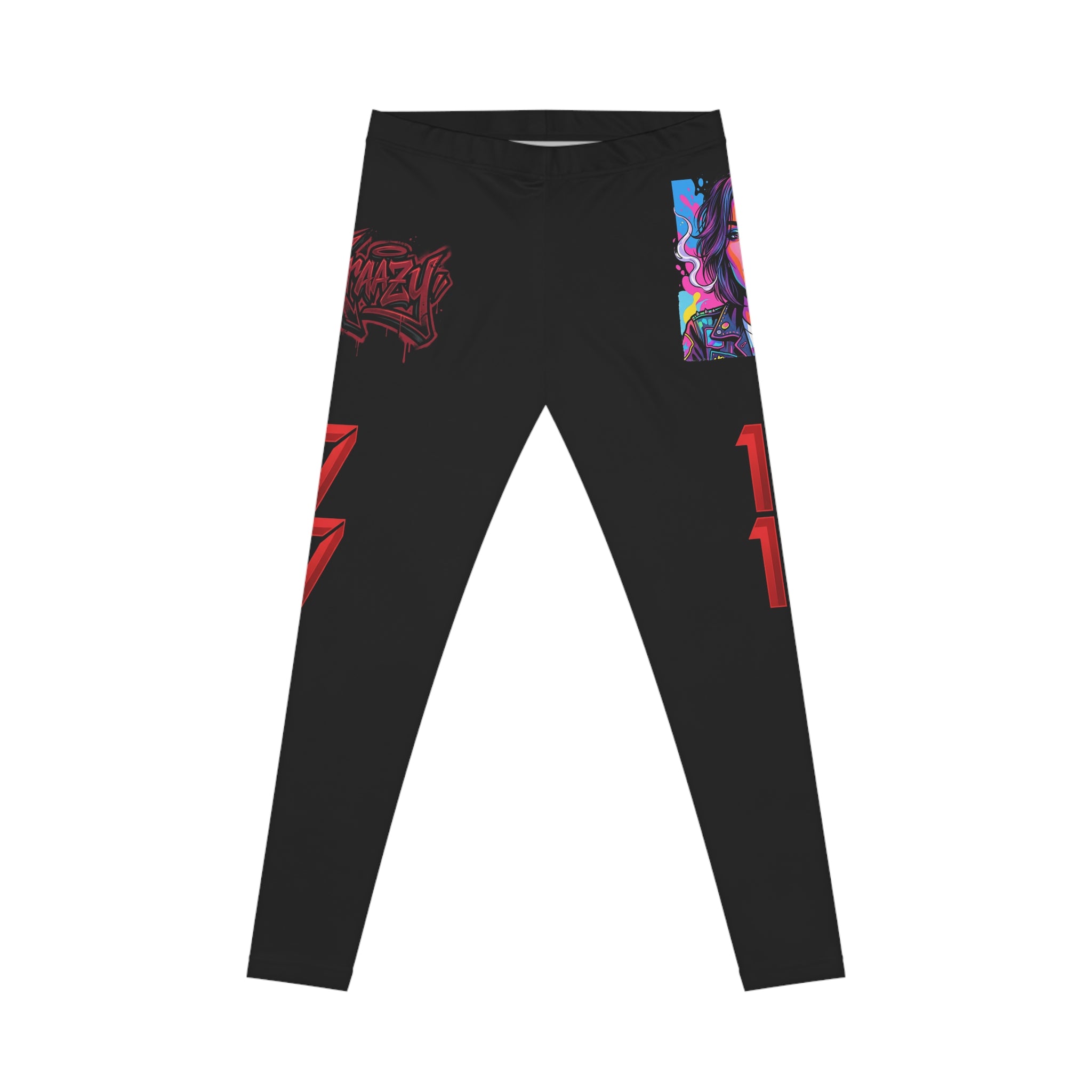 Women's Graphic Leggings — Neon Pinup & Street Art Collage