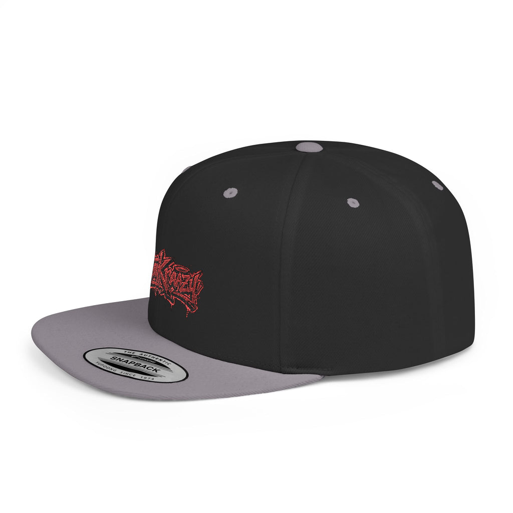 Snapback Hat — Red Graffiti Logo Flat Bill Cap