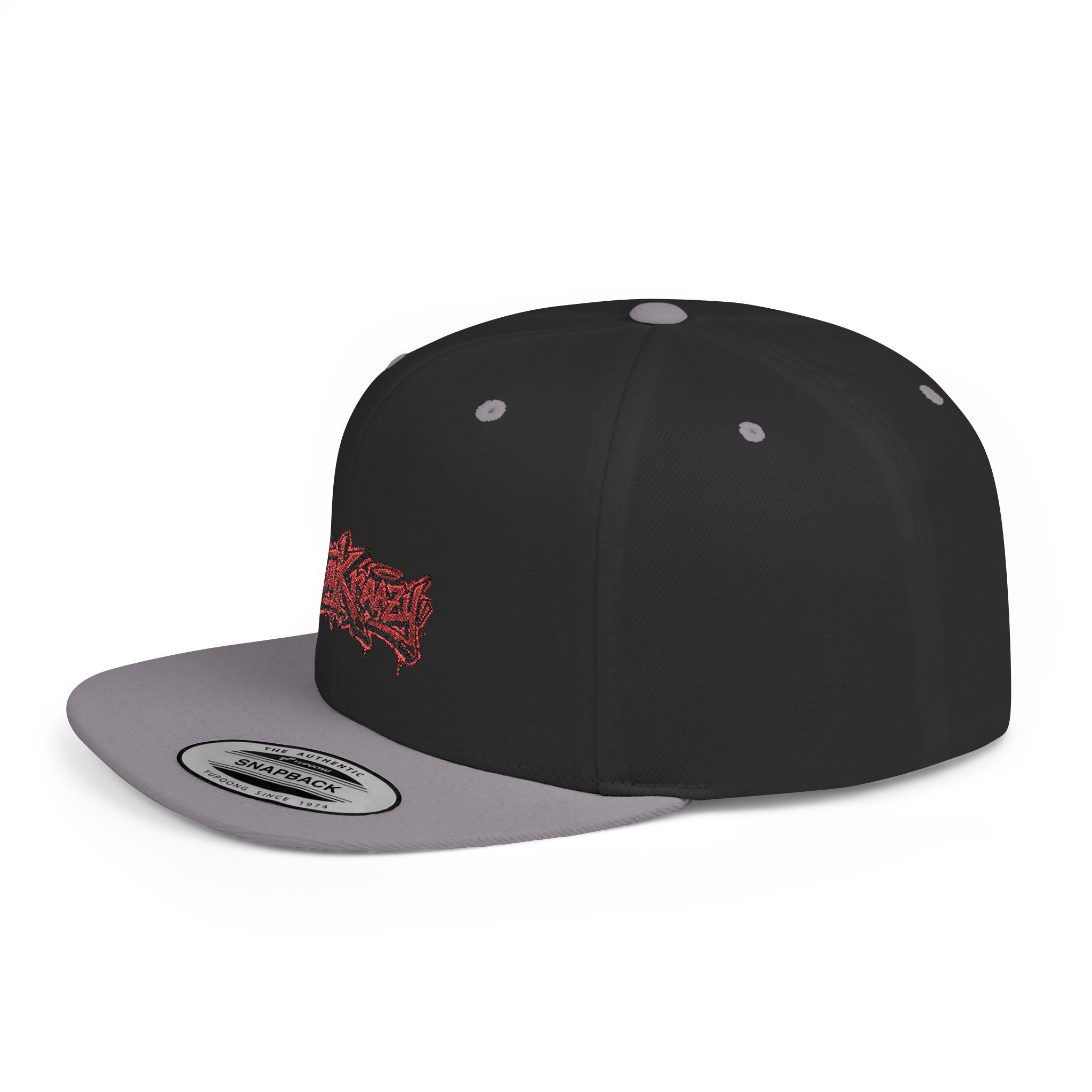 Snapback Hat — Red Graffiti Logo Flat Bill Cap