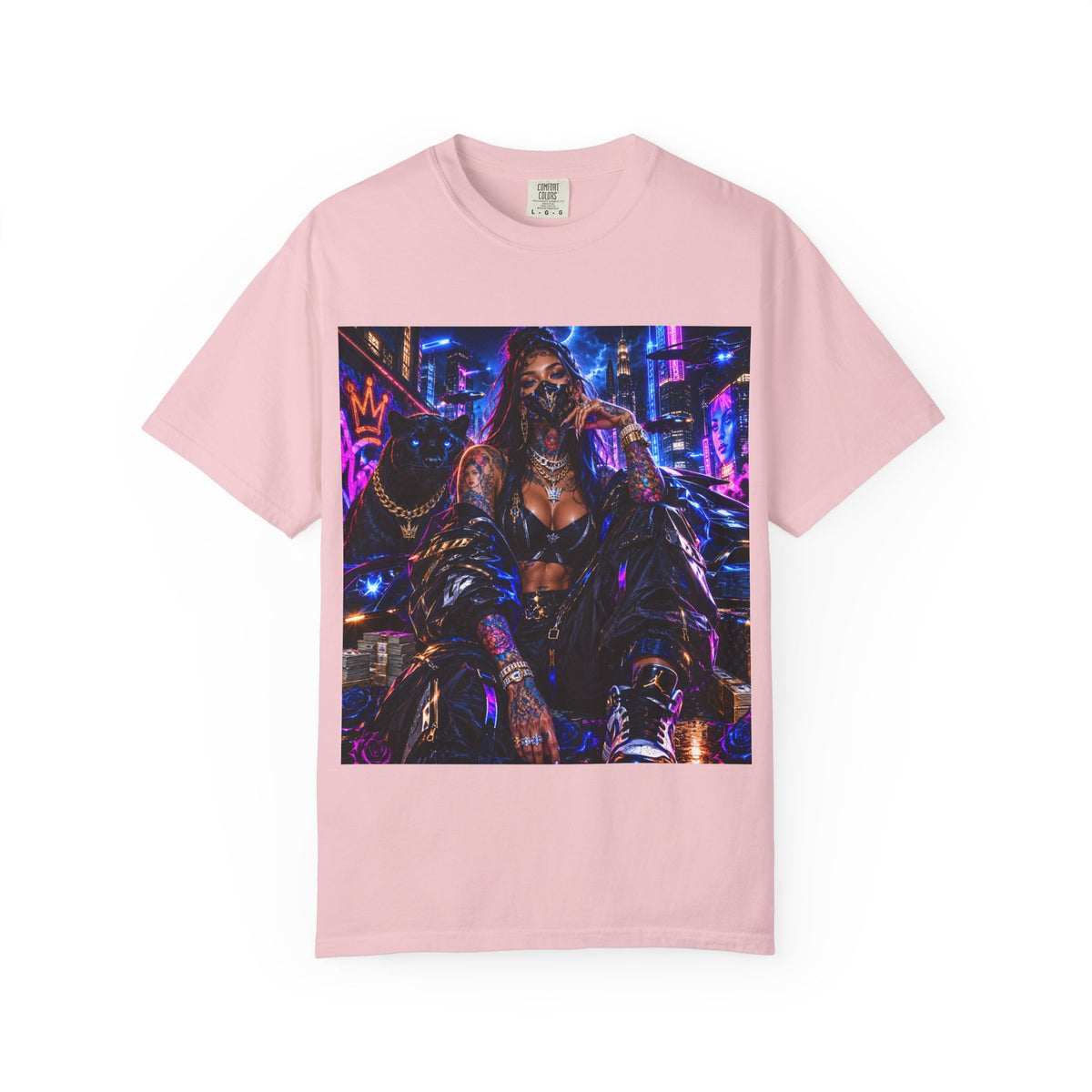 Cyberpunk Streetwear T-Shirt — "Fl3x Fashion Omertà" Graphic