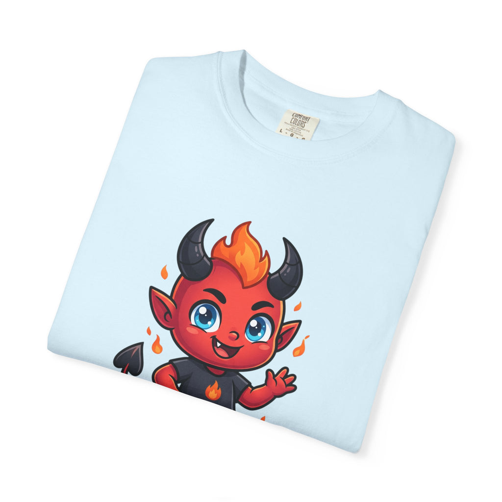 Devil Baby Graphic T-Shirt — Cute Red Demon Cartoon Tee with "FBfashionBaby" Script