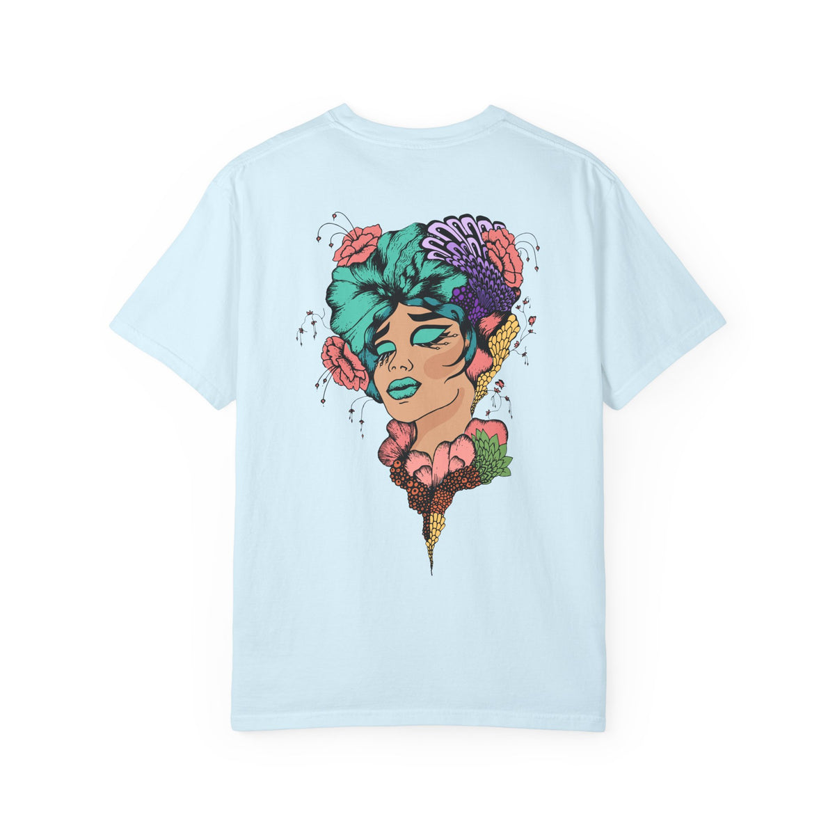 Artistic Floral Portrait T-Shirt — 'Fl3xFashionBaby' Graphic Tee