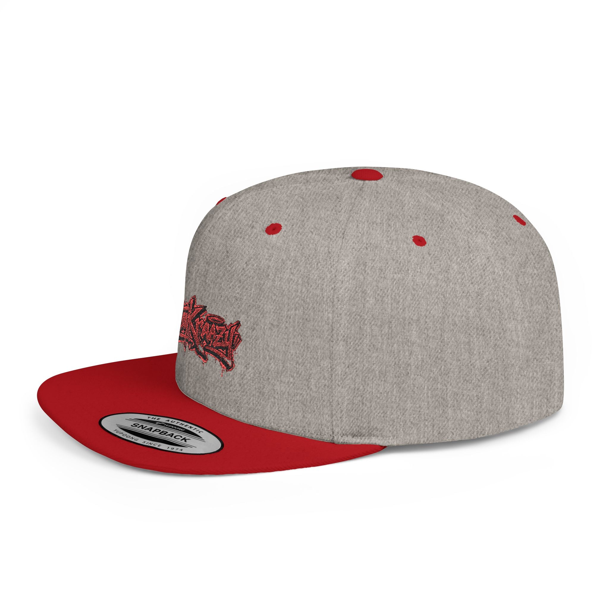 Snapback Hat — Red Graffiti Logo Flat Bill Cap