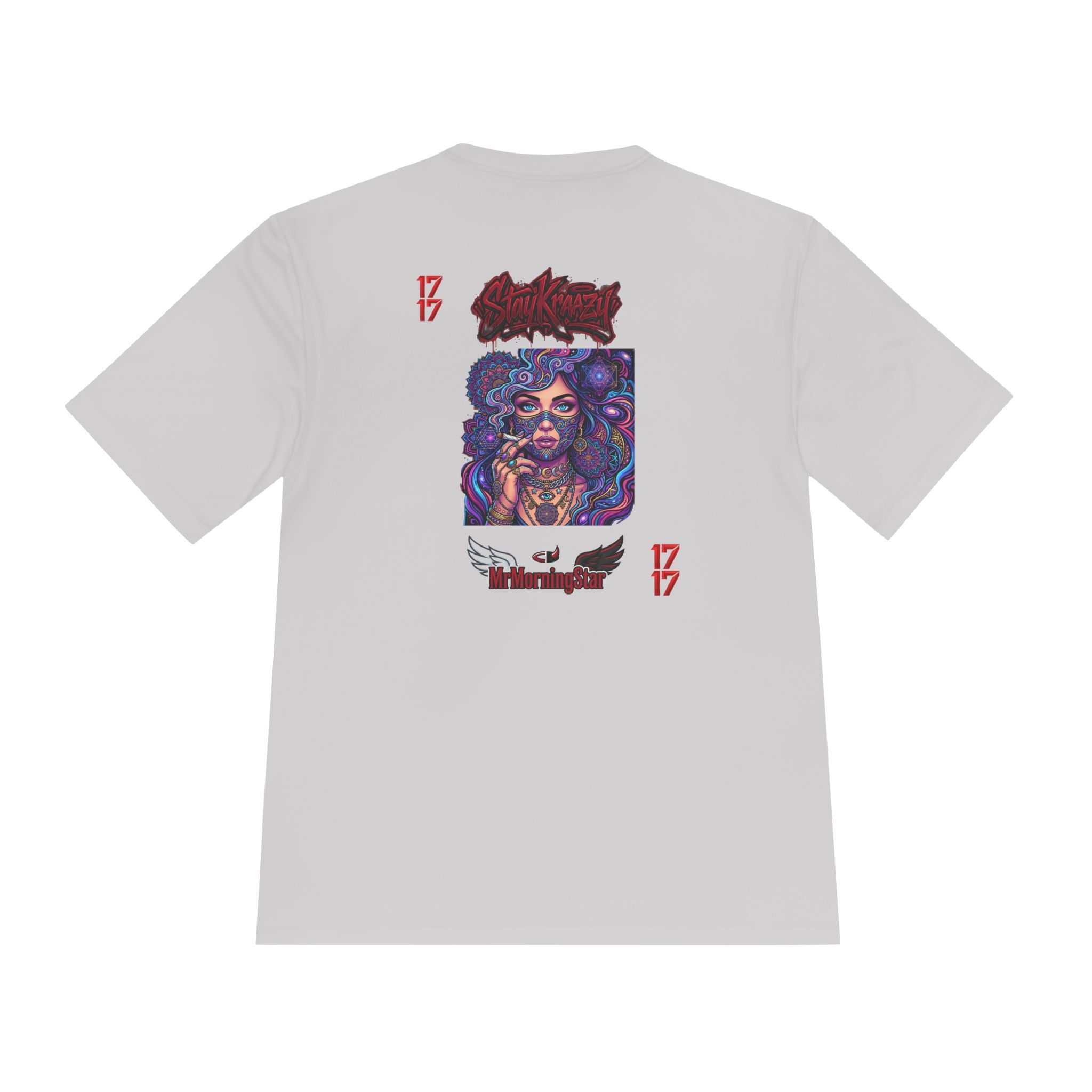 Psychedelic Woman Graphic Tee — Retro Cosmic Portrait Moisture‑Wicking Shirt