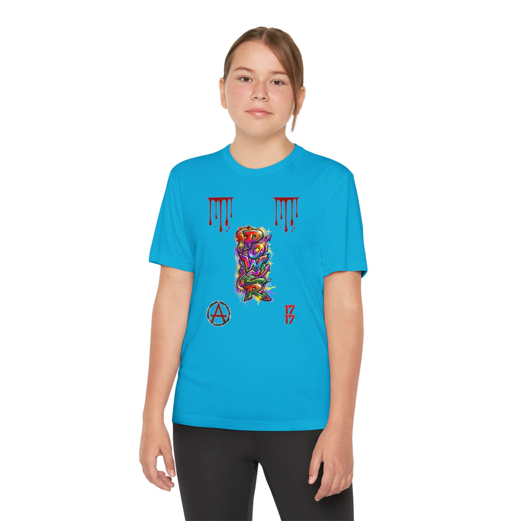 Youth Competitor Tee — Colorful Graffiti Anarchy Graphic T-Shirt