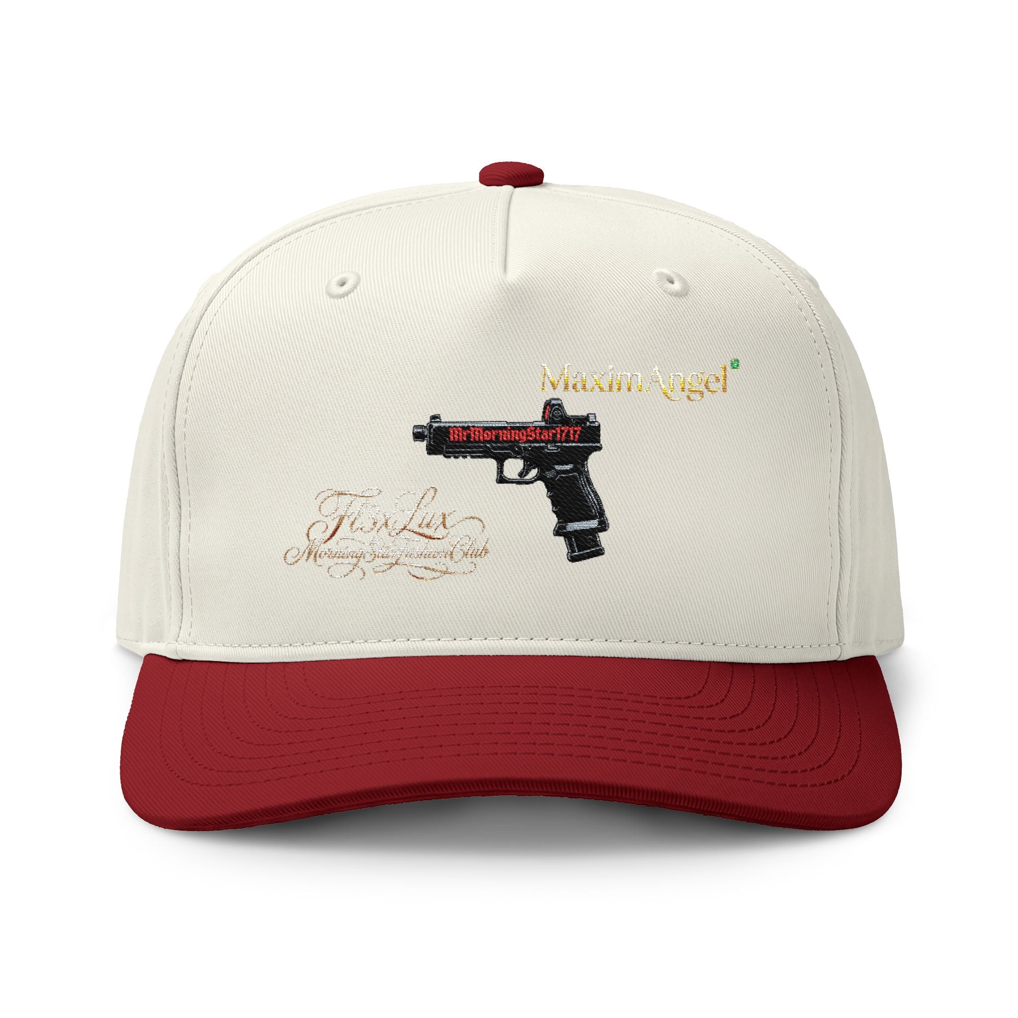 Two-Tone Cap — Embroidered Handgun Graphic "Marine Angel" Trucker Hat