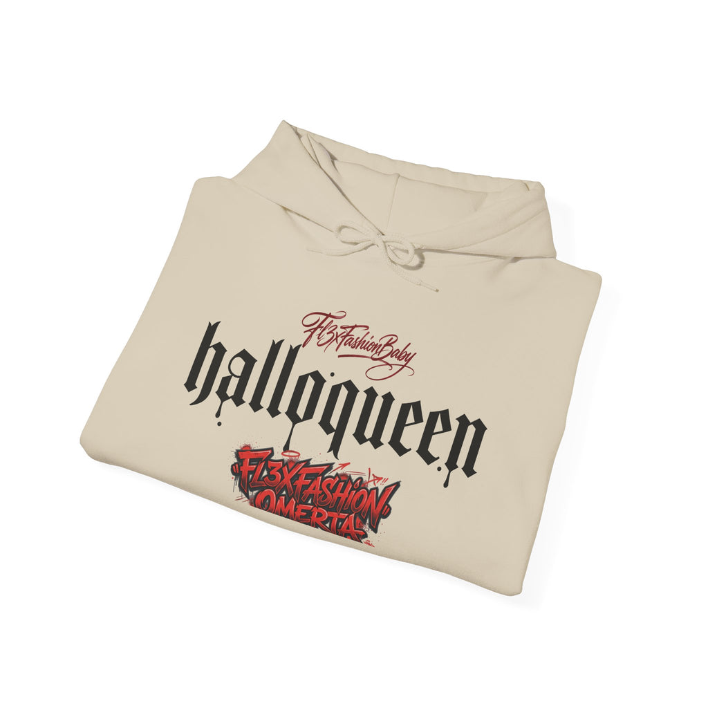 HallowQueen Gothic Halloween Hoodie — “HallowQueen” Graphic Pullover
