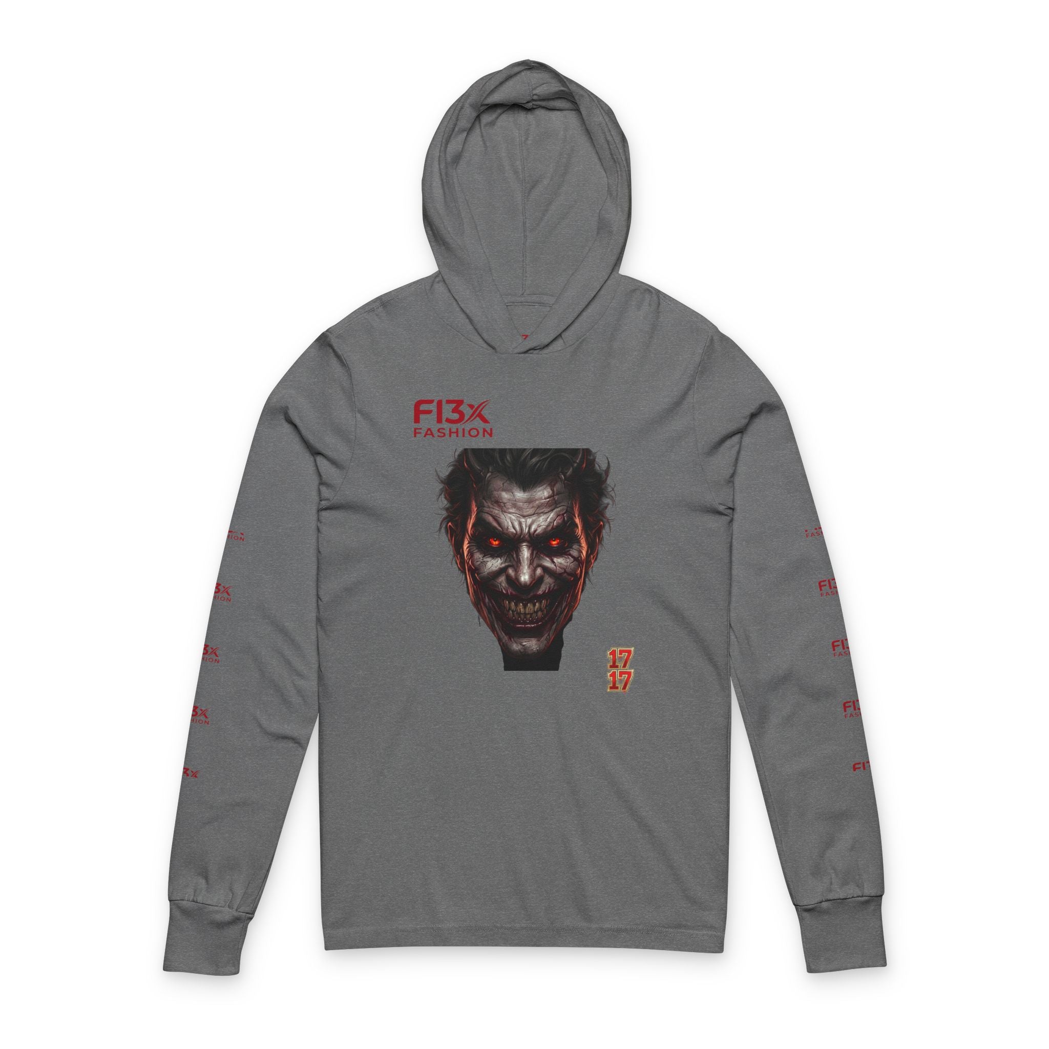 Horror Joker Face Hooded Long Sleeve Tee — Graphic Streetwear Top