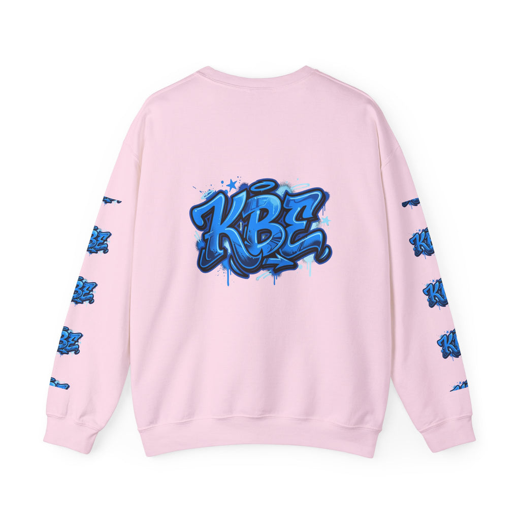 KBZ Graffiti Crewneck Sweatshirt – Streetwear Pullover with Blue Urban Tag Design