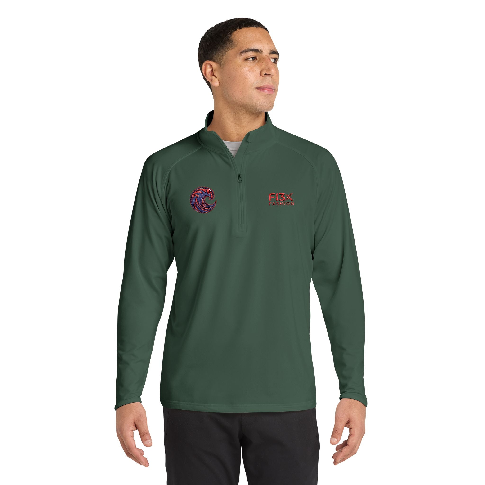 Embroidered Men's Quarter-Zip Pullover — FISX Racing Logo