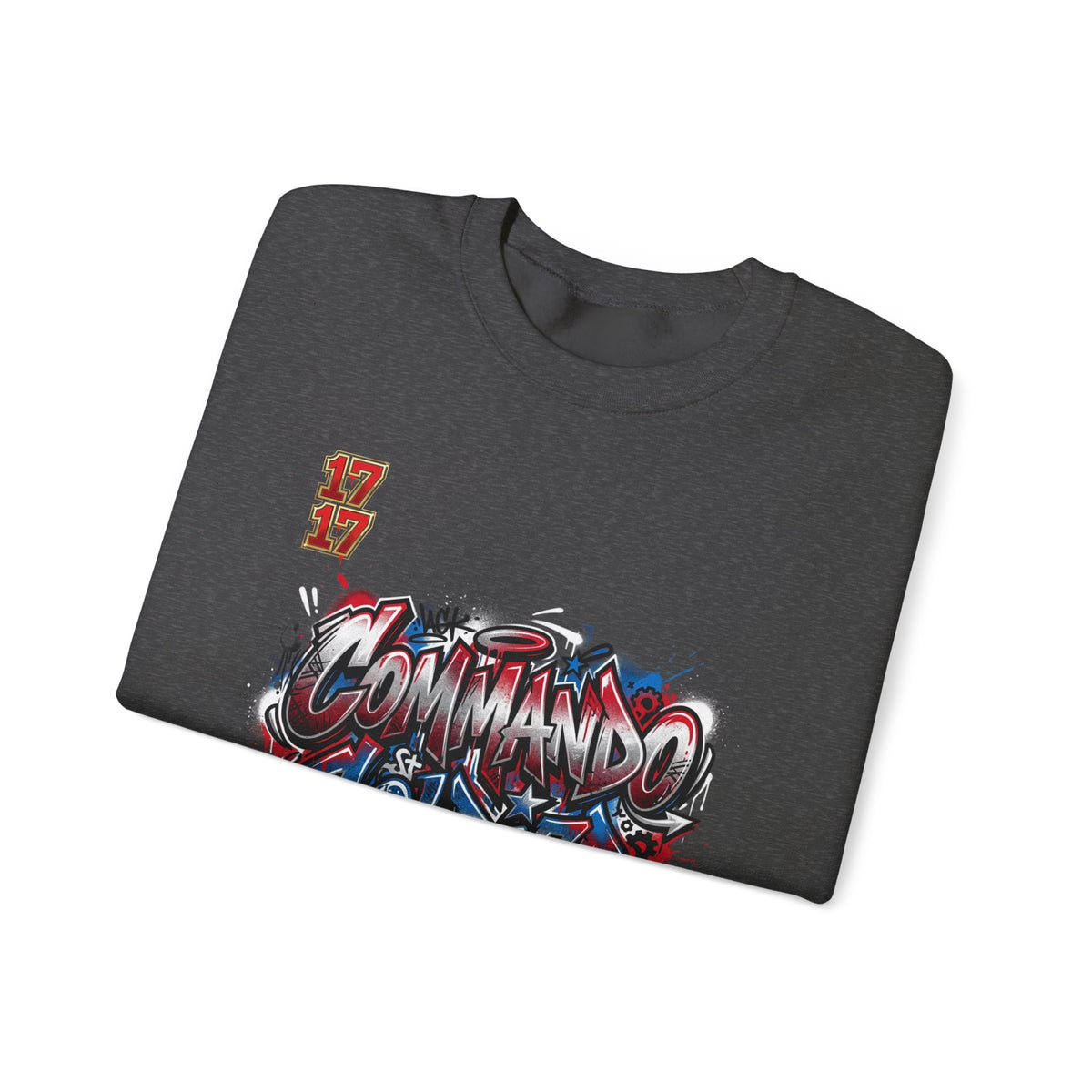 Crewneck Sweatshirt — 'Commando Soldier' Graffiti Graphic Crewneck