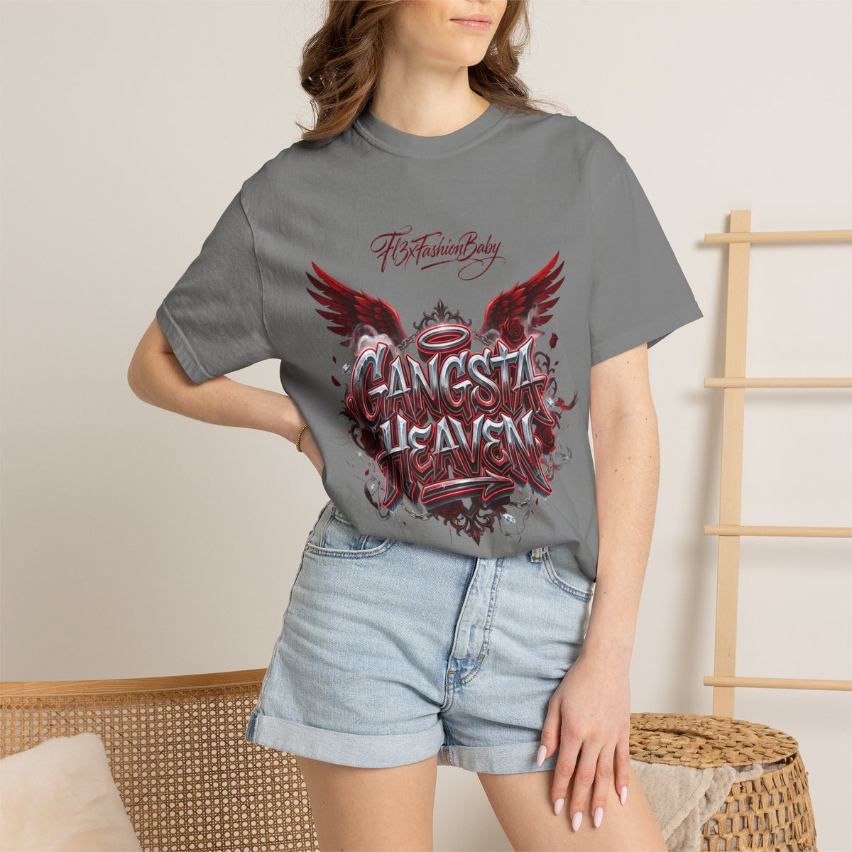 Gangsta Heaven Graphic T-Shirt — Scripted Front & Vertical Kanji Back