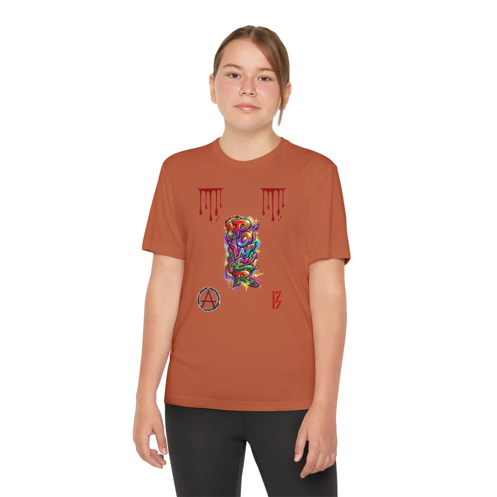 Youth Competitor Tee — Colorful Graffiti Anarchy Graphic T-Shirt