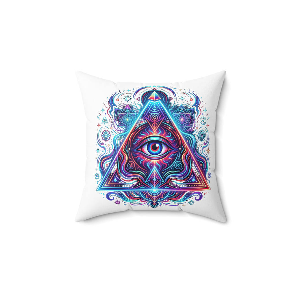 Mystic Third Eye Triangle Pillow - Psychedelic Spiritual Decorative Throw
