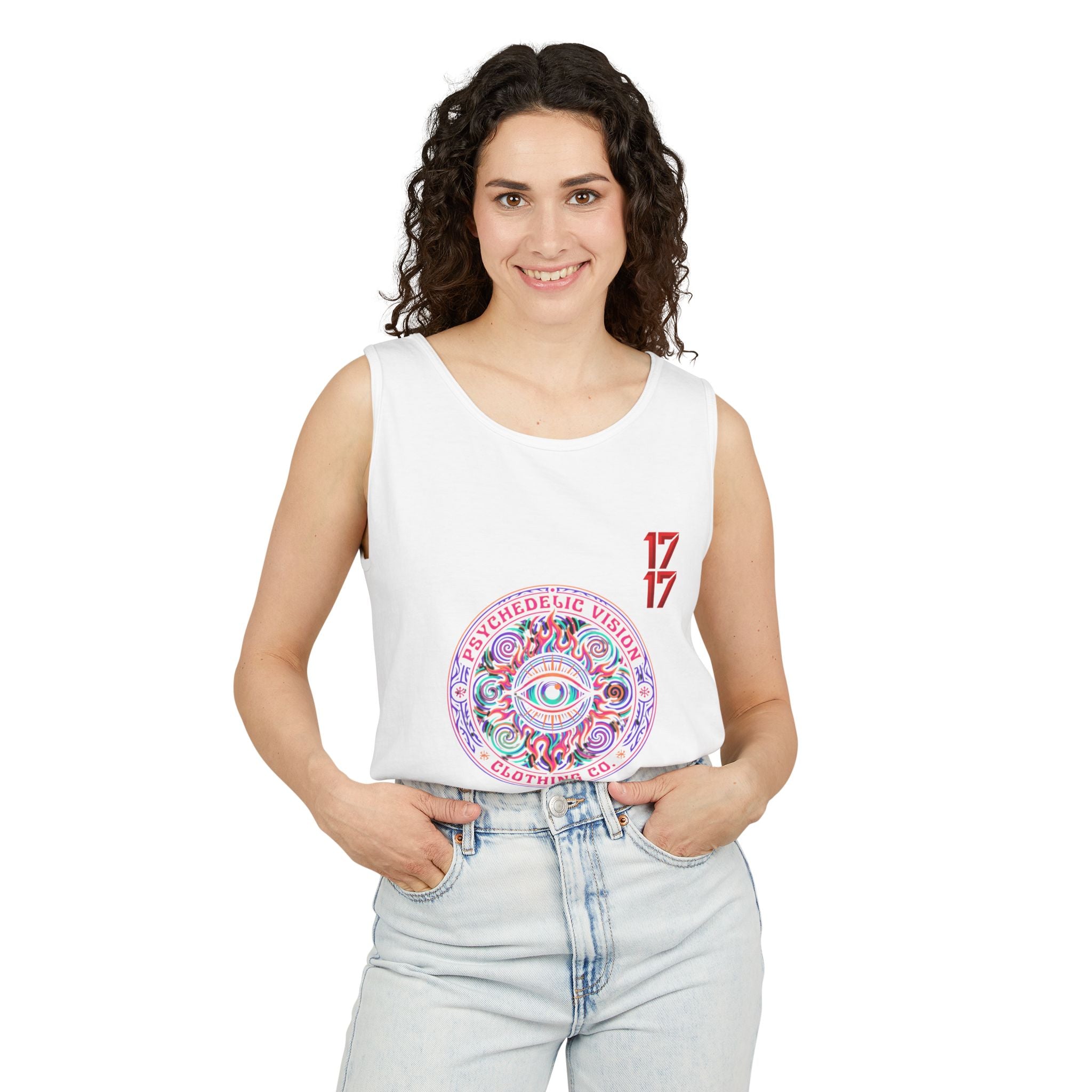 Psychedelic Vision Tank Top — Retro Eye Mandala Graphic