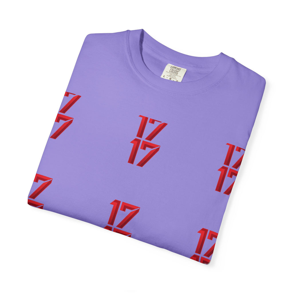 17 Pattern Graphic T-Shirt — Repeating Red Logo Tee