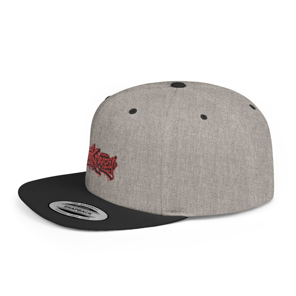 Snapback Hat — Red Graffiti Logo Flat Bill Cap