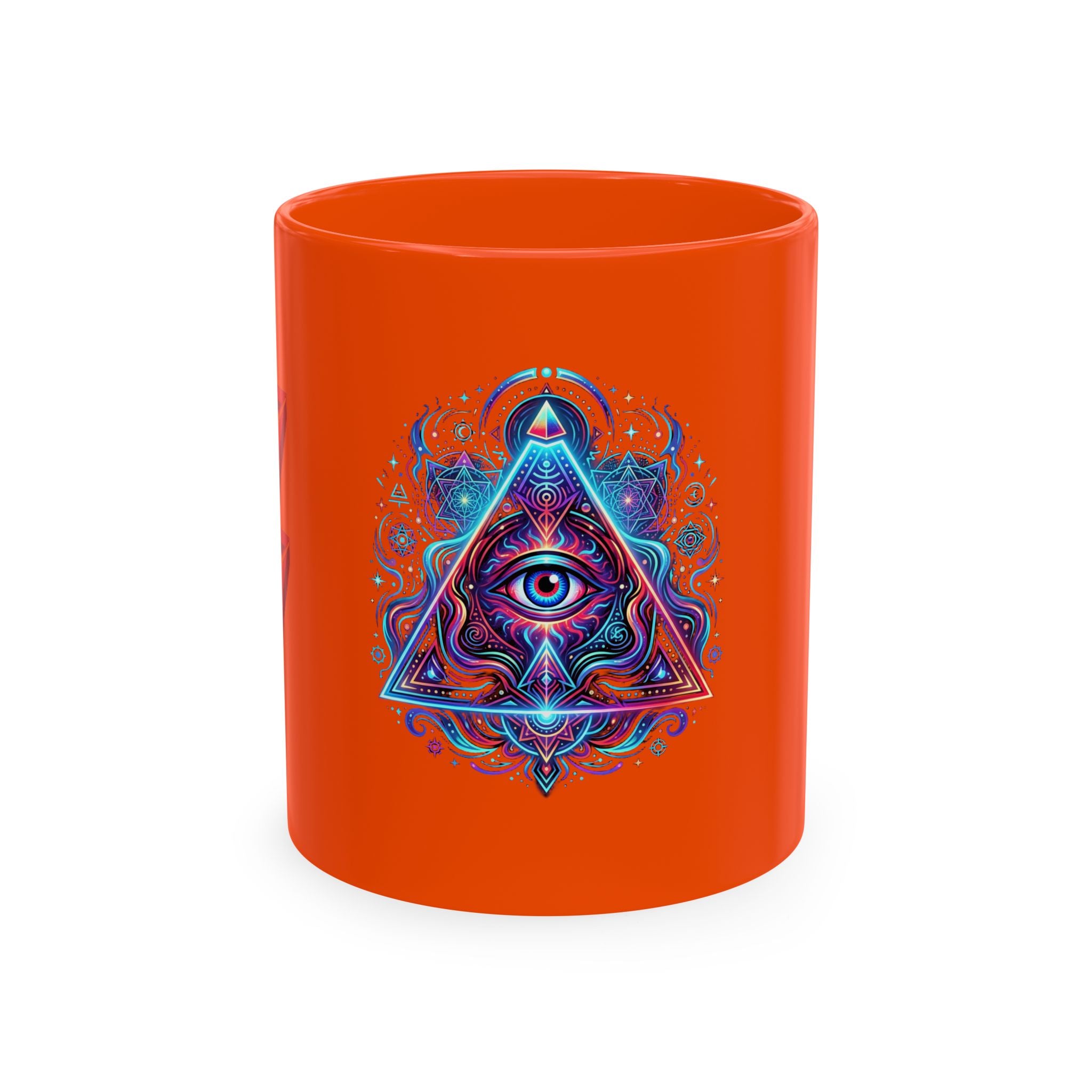 Ceramic Mug — Mystic Third Eye Pyramid Design with 7/17 Red Numerals