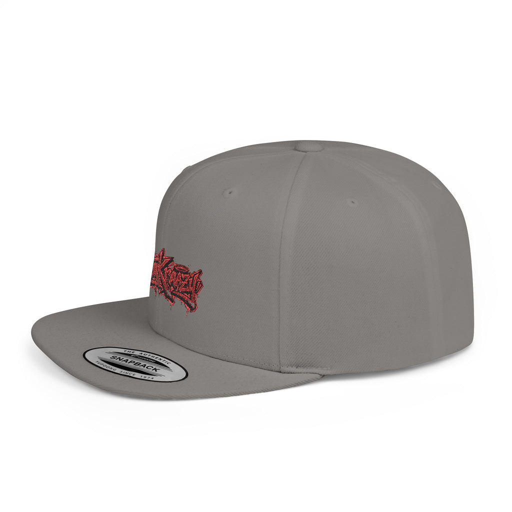 Snapback Hat — Red Graffiti Logo Flat Bill Cap