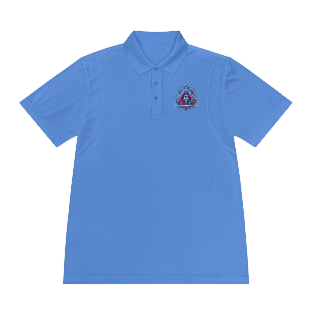 Men's Polo Shirt — Mystic All-Seeing Eye Triangle Design with 17/17 Accent