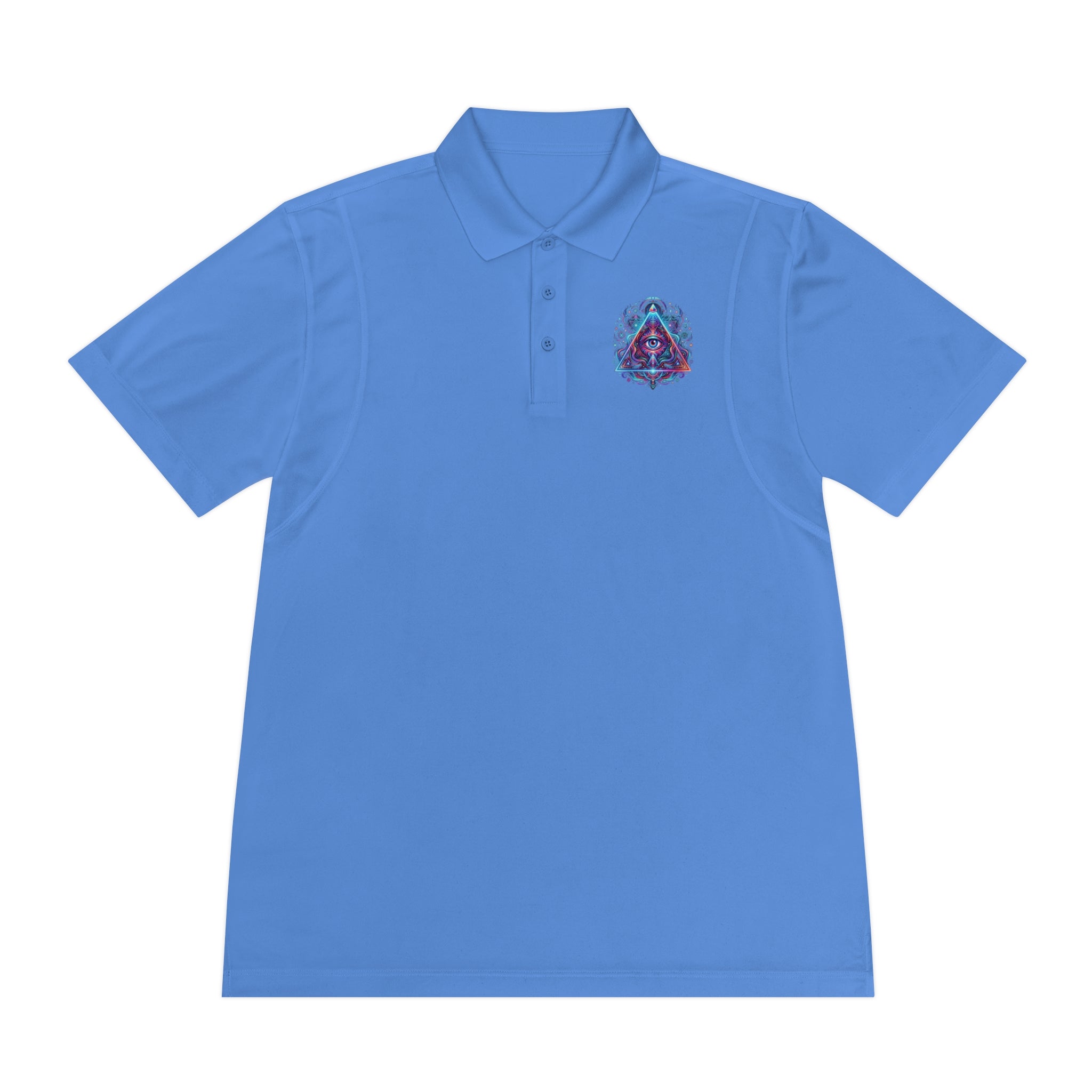 Men's Polo Shirt — Mystic All-Seeing Eye Triangle Design with 17/17 Accent