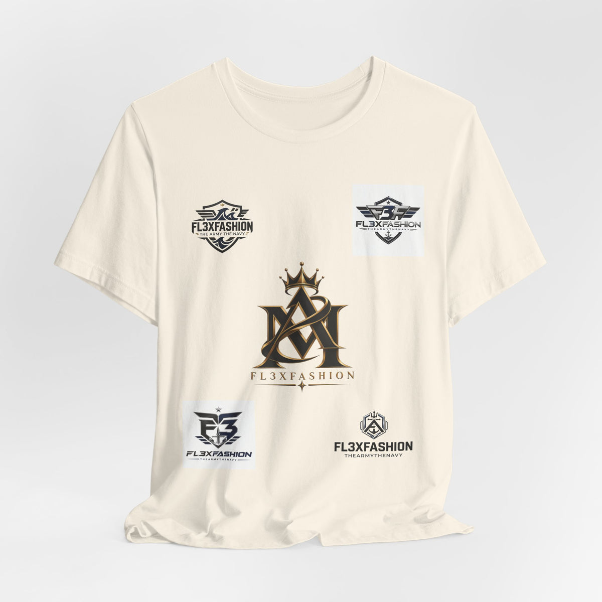 Flx3 Fashion Logo Tee — White Graphic Brand T-Shirt