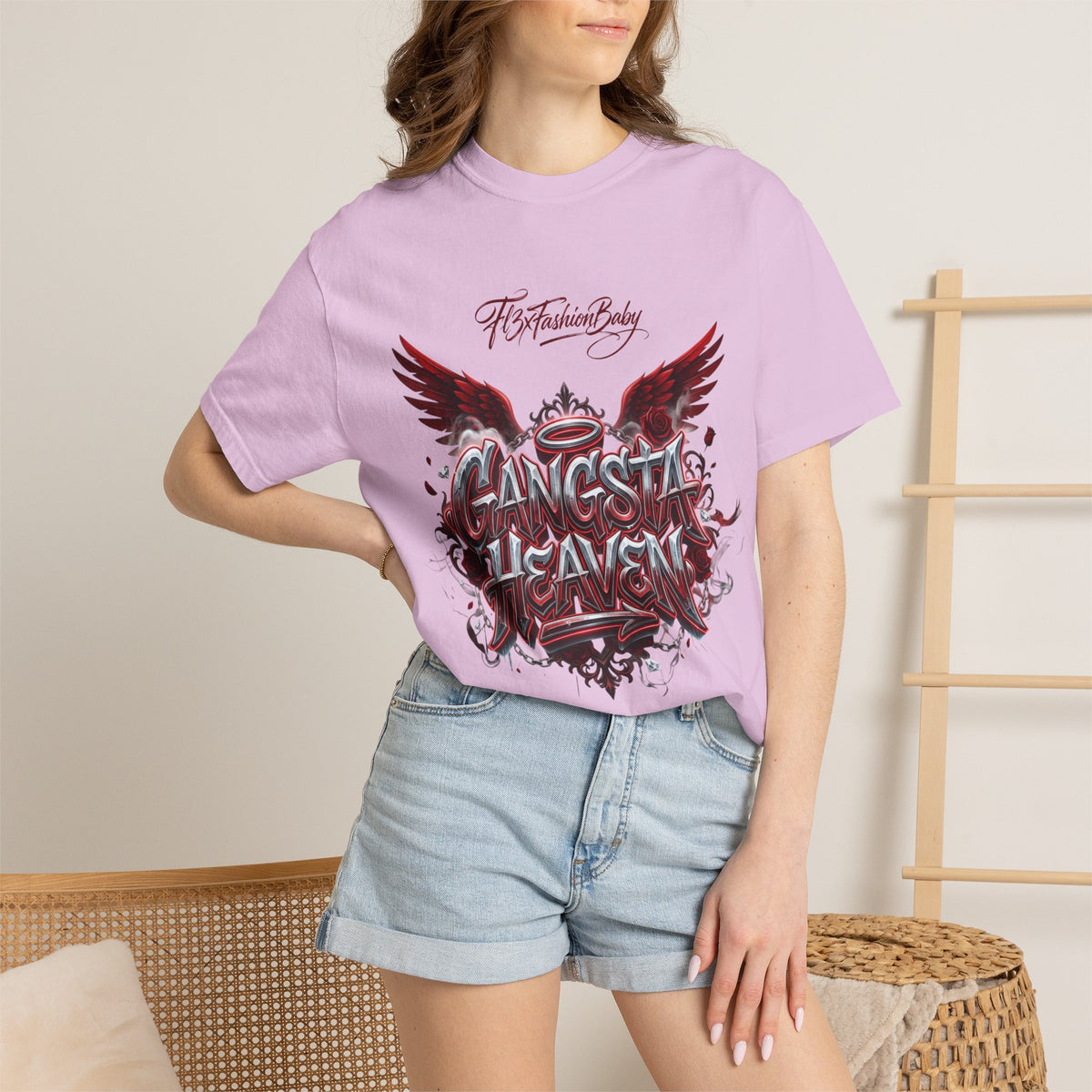 Gangsta Heaven Graphic T-Shirt — Scripted Front & Vertical Kanji Back