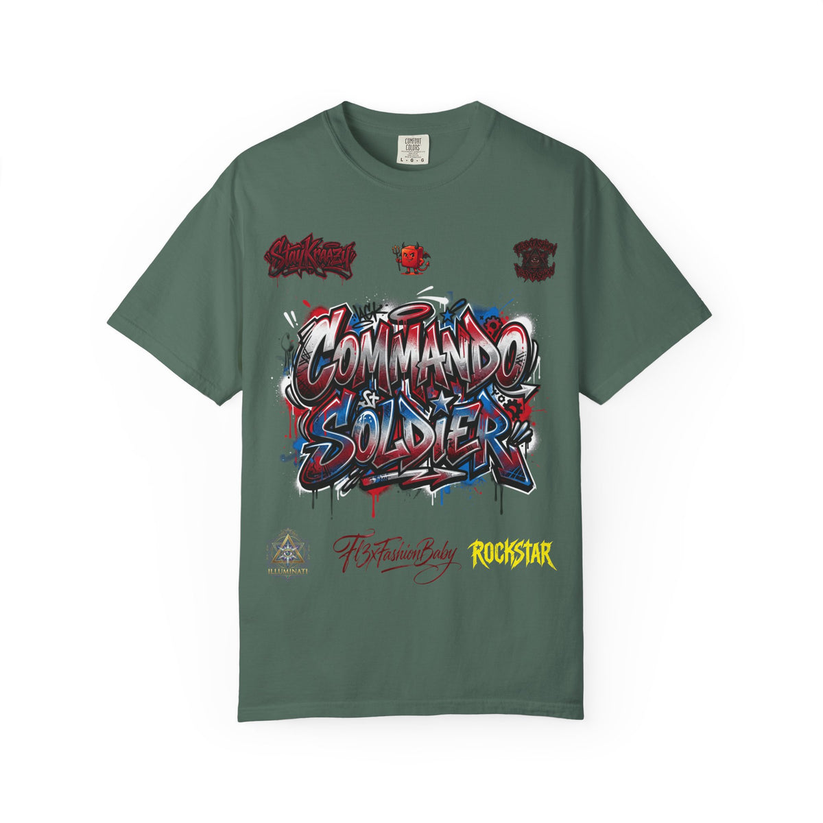 Commando Soldier Graphic T-Shirt — Streetwear Graffiti Design