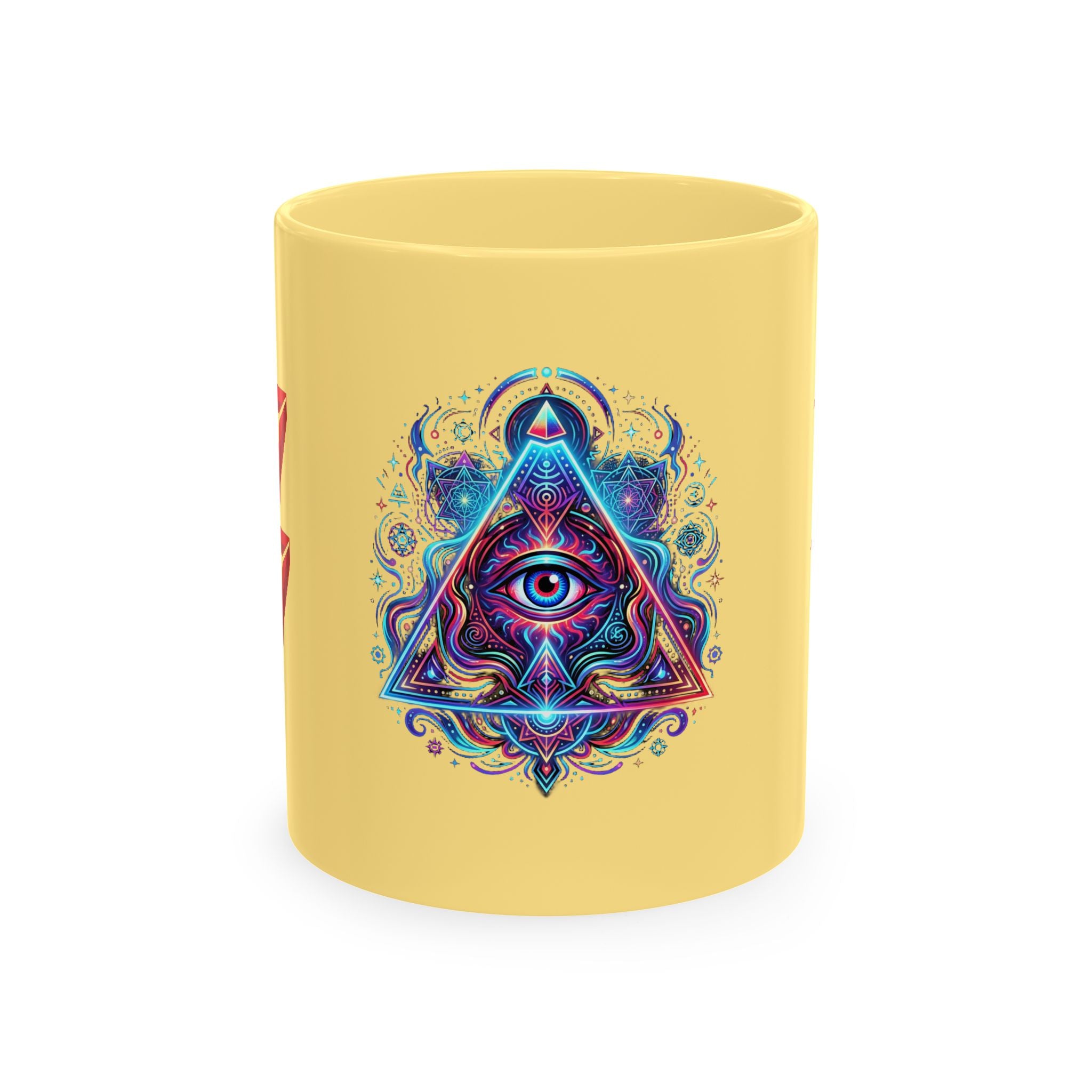 Ceramic Mug — Mystic Third Eye Pyramid Design with 7/17 Red Numerals