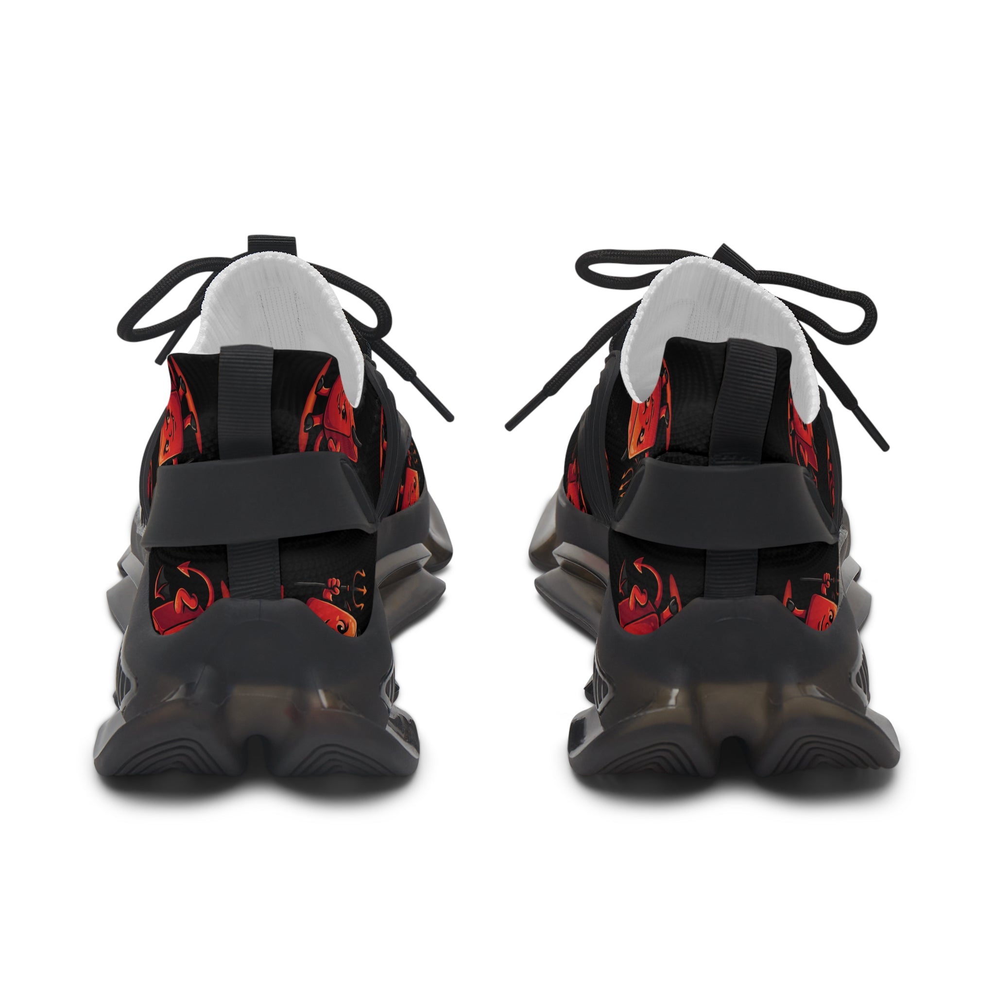 Women's Mesh Sneakers — Black Graphic Retro Cartoon Face Athletic Shoes