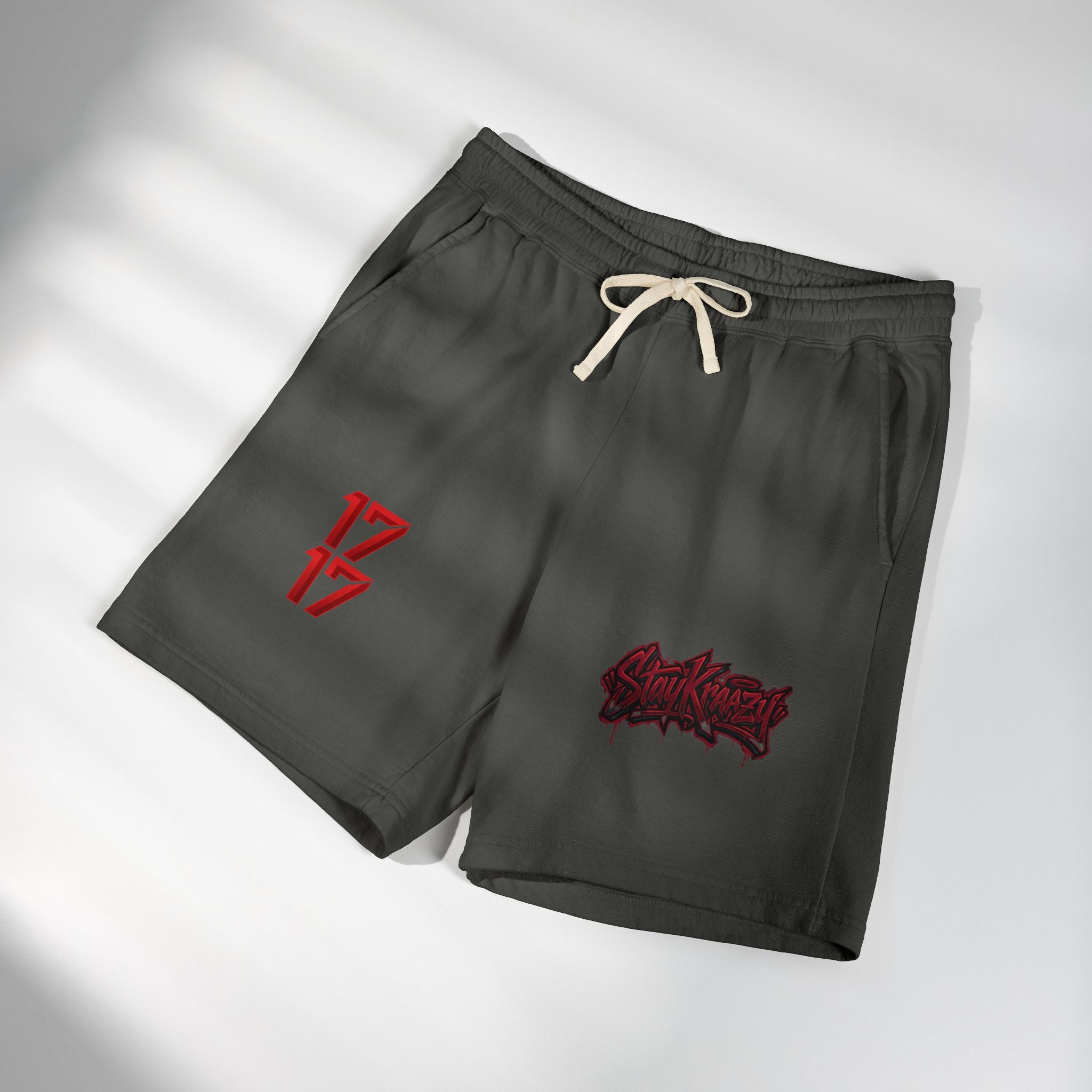 Fleece Sweat Shorts — Retro Egyptian Pyramids & 17 Graphic Lounge Shorts