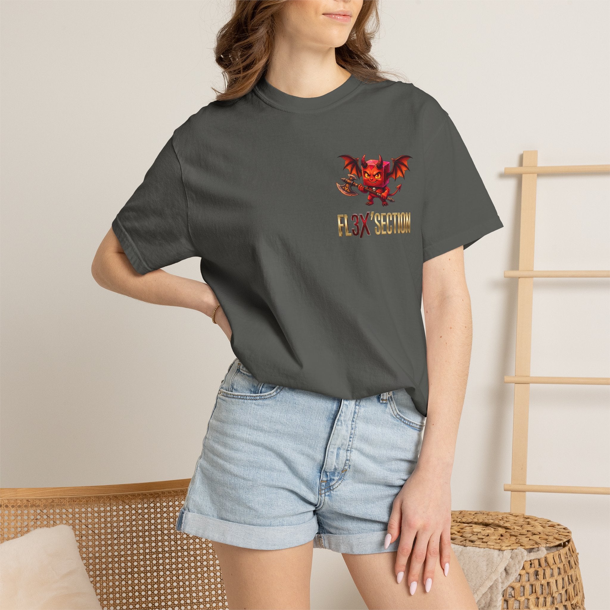 Devil Mascot T-Shirt — 'F13X Fashion' Graphic Tee (Front Chest & Back Print)