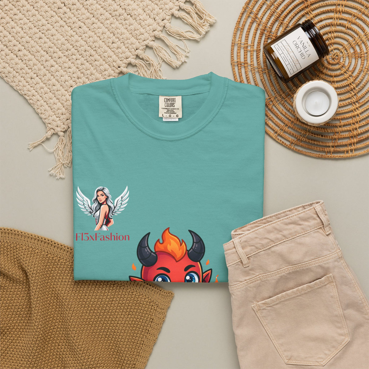 Devil Cartoon Graphic T-Shirt — Fiery Cute Demon Design