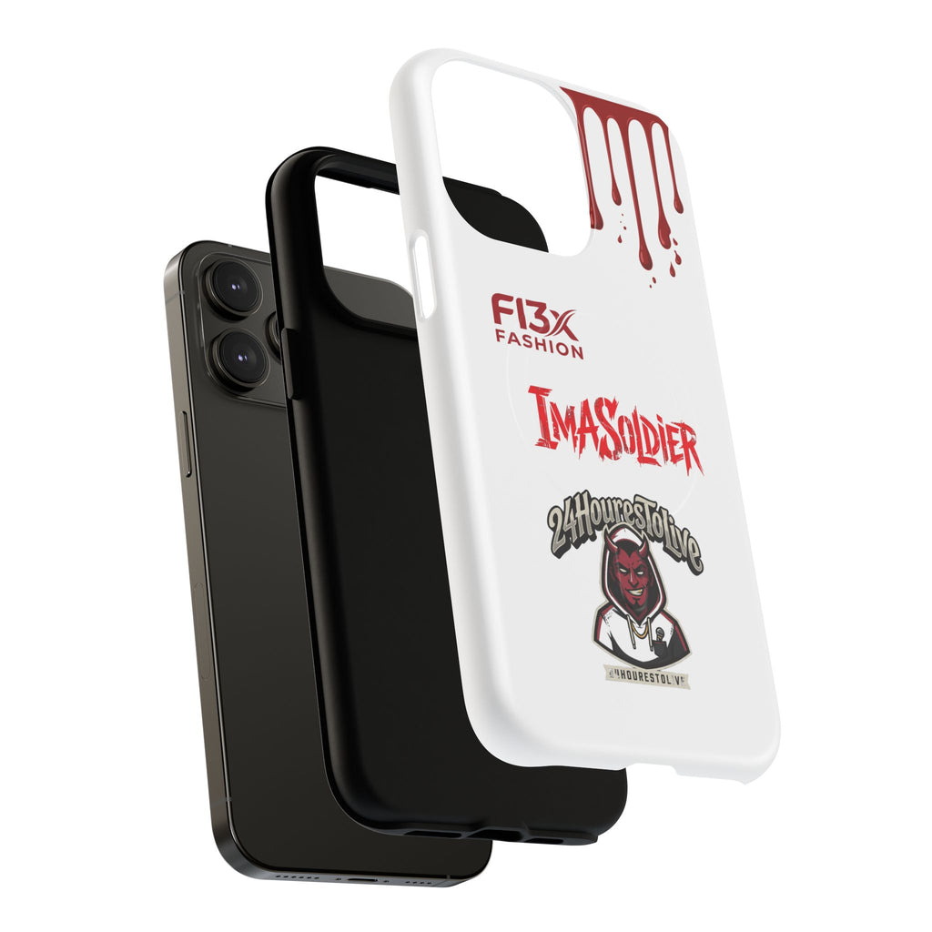 Tough Magnetic Phone Case — 'ImASoldier' Blood Drip Gaming Design