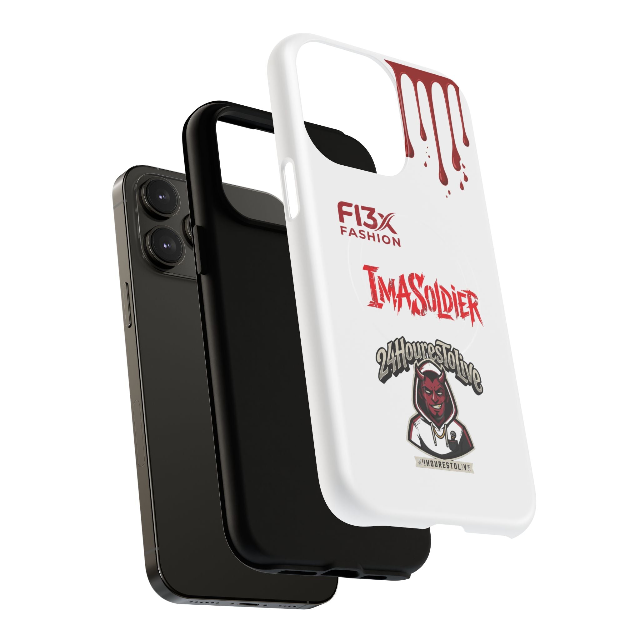 Tough Magnetic Phone Case — 'ImASoldier' Blood Drip Gaming Design