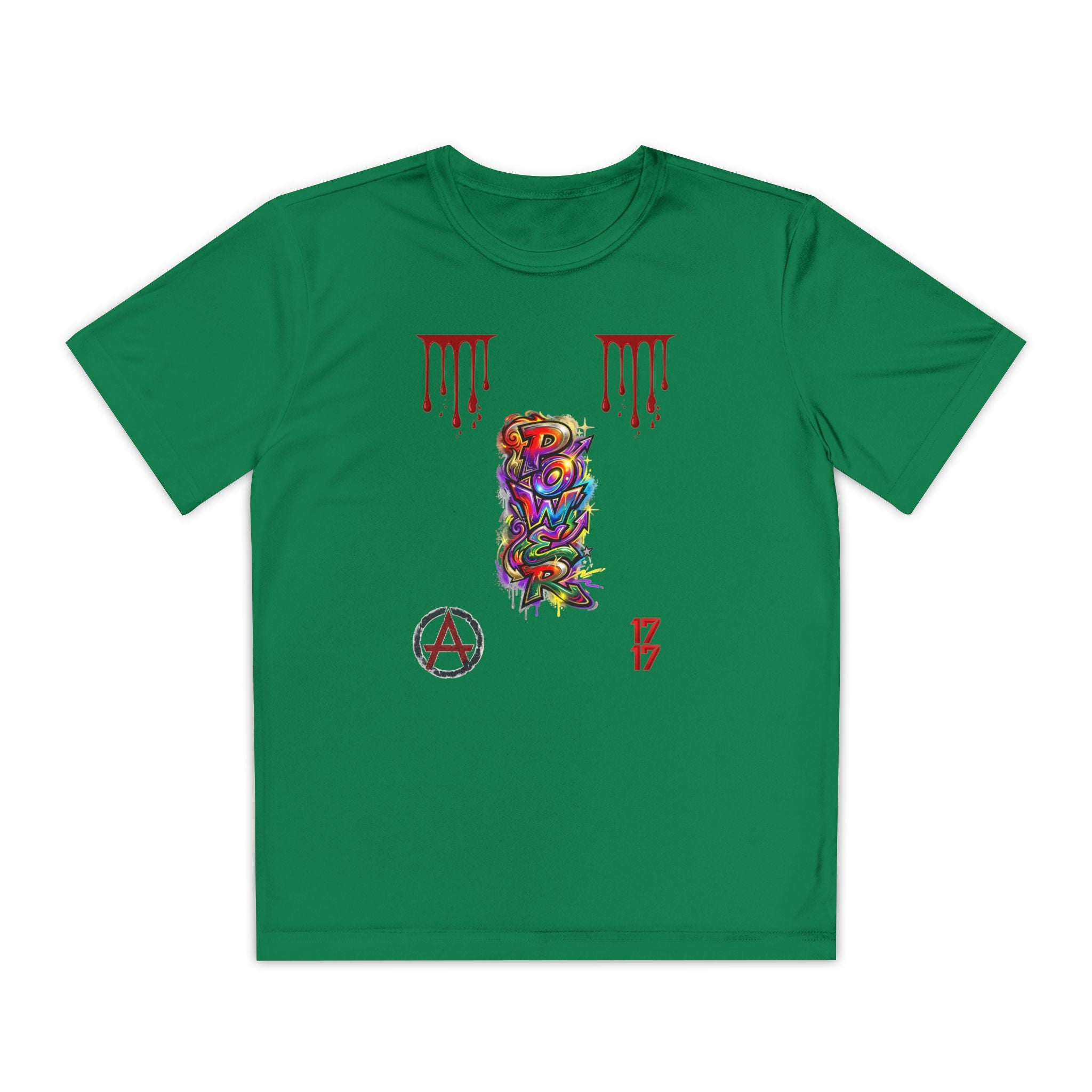 Youth Competitor Tee — Colorful Graffiti Anarchy Graphic T-Shirt