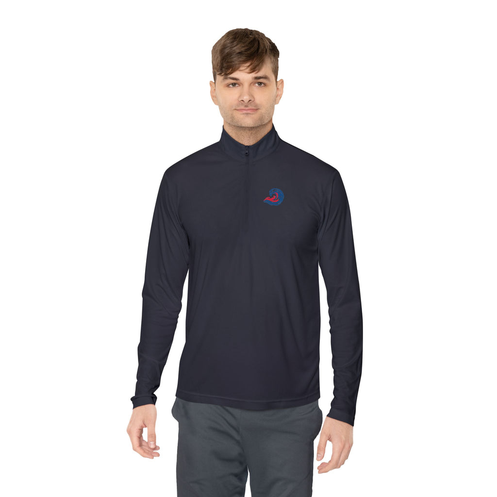 Quarter-Zip Pullover — Coastal Wave Logo Pullover with Back Graphic