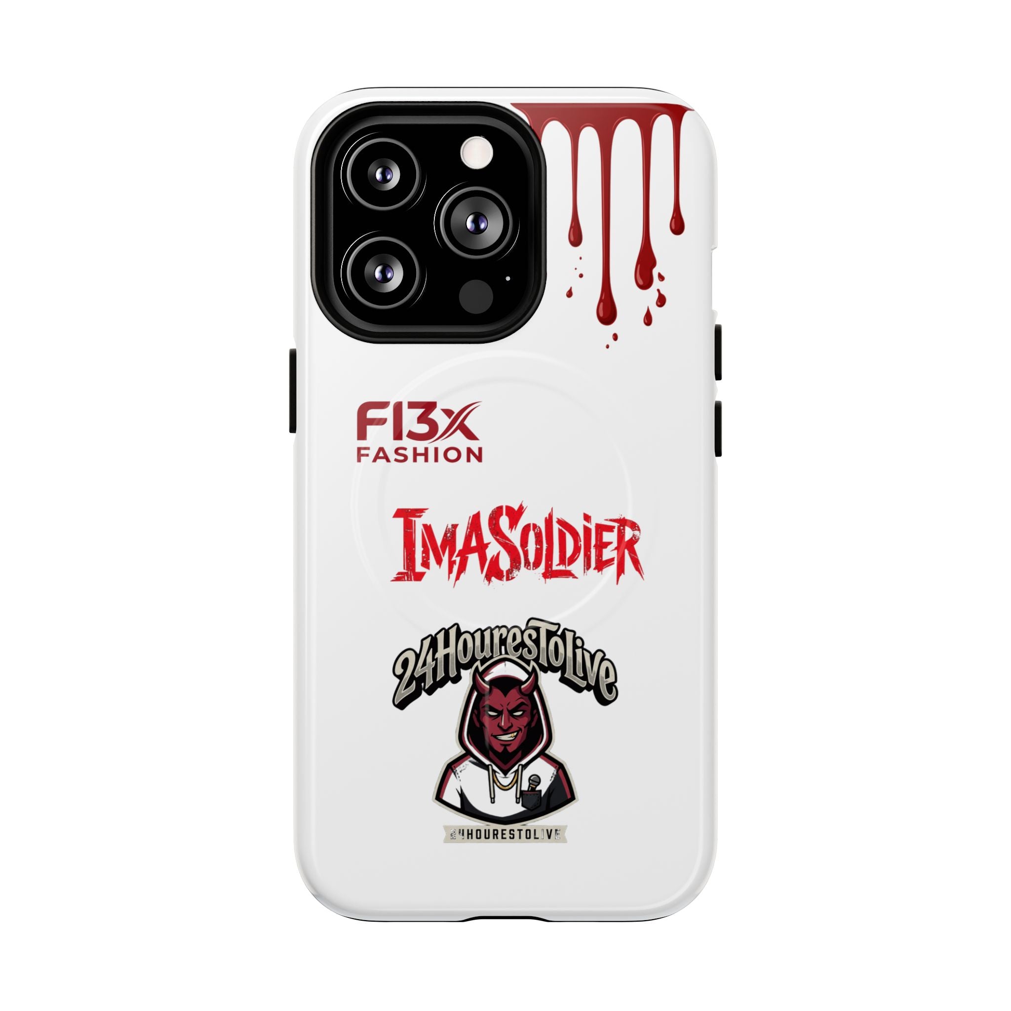 Tough Magnetic Phone Case — 'ImASoldier' Blood Drip Gaming Design