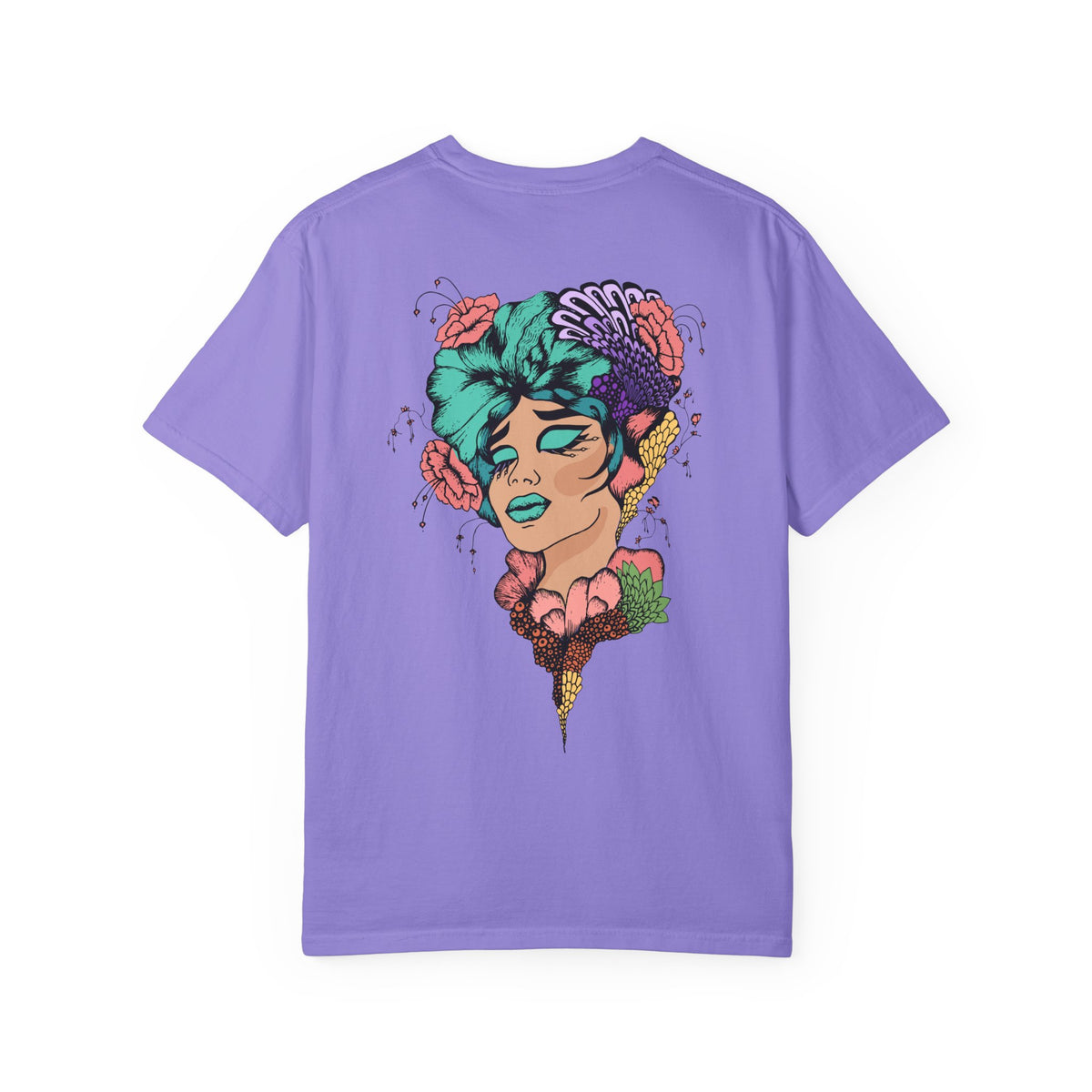 Artistic Floral Portrait T-Shirt — 'Fl3xFashionBaby' Graphic Tee